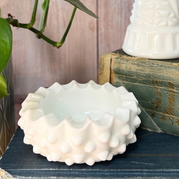 White Milk Glass Catch All Tray / Trinket
Tray / Round Ring Dish - Picture 2 of 5